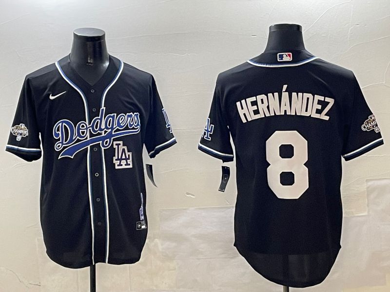 Men Los Angeles Dodgers 8 Hernandez Black Fashion Game 2025 Nike MLB Jersey style 30619